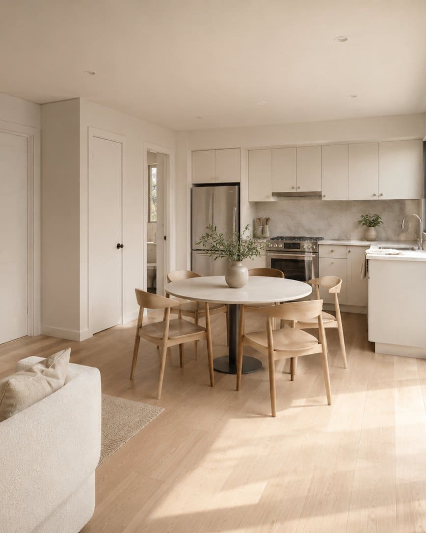 Finished L Square ADU interior — open living and kitchen in Orange County