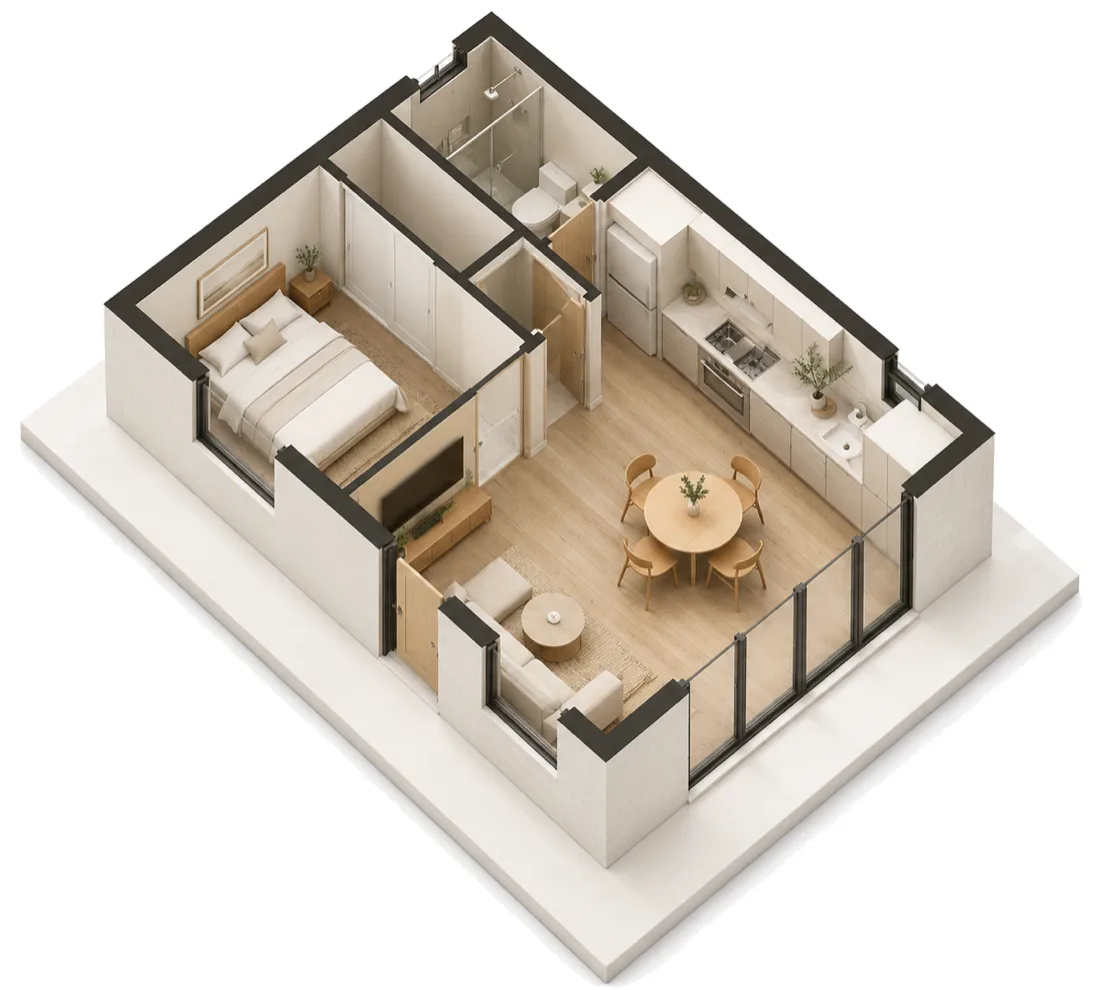 The Laguna floor plan — studio ADU